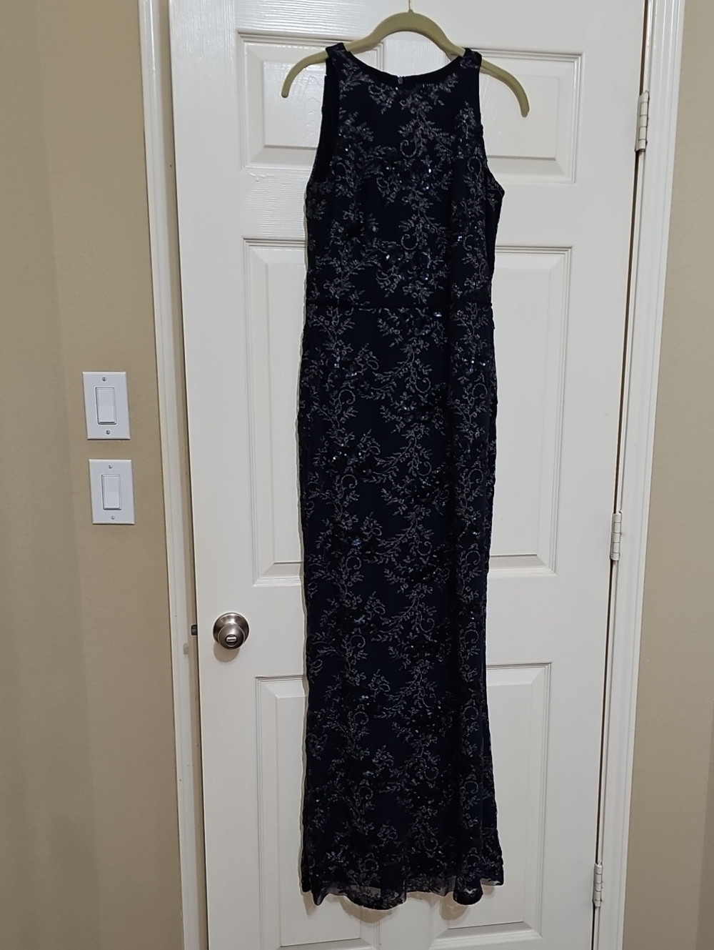 Ralph Lauren Navy Embellished Floral Maxi Dress